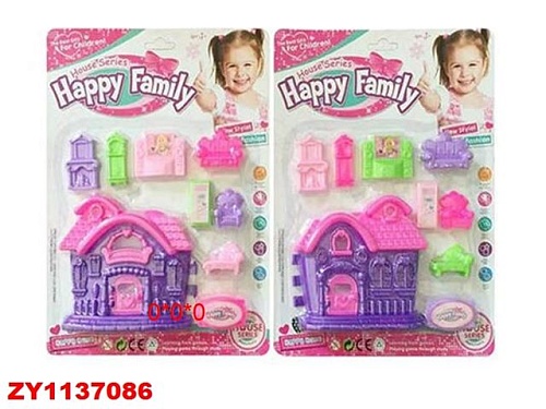 картинка Игровой набор "Счастливая семейка", с домиком и мебелью, на блистере от магазина