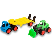 картинка Пластмассовая игрушечная машина Toy Bibib "Эвакуатор с трактором" (35*12*19 см), сетка от магазина