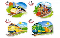 картинка Забавные паровозики, контур, 8#12#15#20 деталей Пазлы Castor Land  B-043033 от магазина