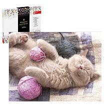 картинка Набор для творчества Алмазная  мозаика арт. 59818 / 20 КОТЕНОК С КЛУБКОМ размер: 30*40 см  59818 от магазина