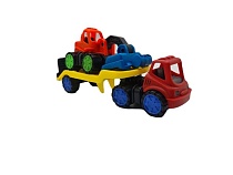 картинка Пластмассовая игрушечная машина Toy Bibib "Эвакуатор с погрузчиком" (35*12*19 см), сетка от магазина