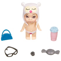 картинка Набор игровой Bondibon куколка OLY в шапочке-ушанке с животным и аксессуарами в банане, ВОХ 15х6,6х17 см, мальчик-F, размер 8см, арт.3370-B.  ВВ3845 от магазина