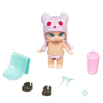 картинка Набор игровой Bondibon куколка OLY в шапочке-ушанке с животным  и аксессуарами в поильнике, ВОХ 11,5х9,3х9,3 см, девочка-D, размер 8см, арт.3380-3.  ВВ3855 от магазина